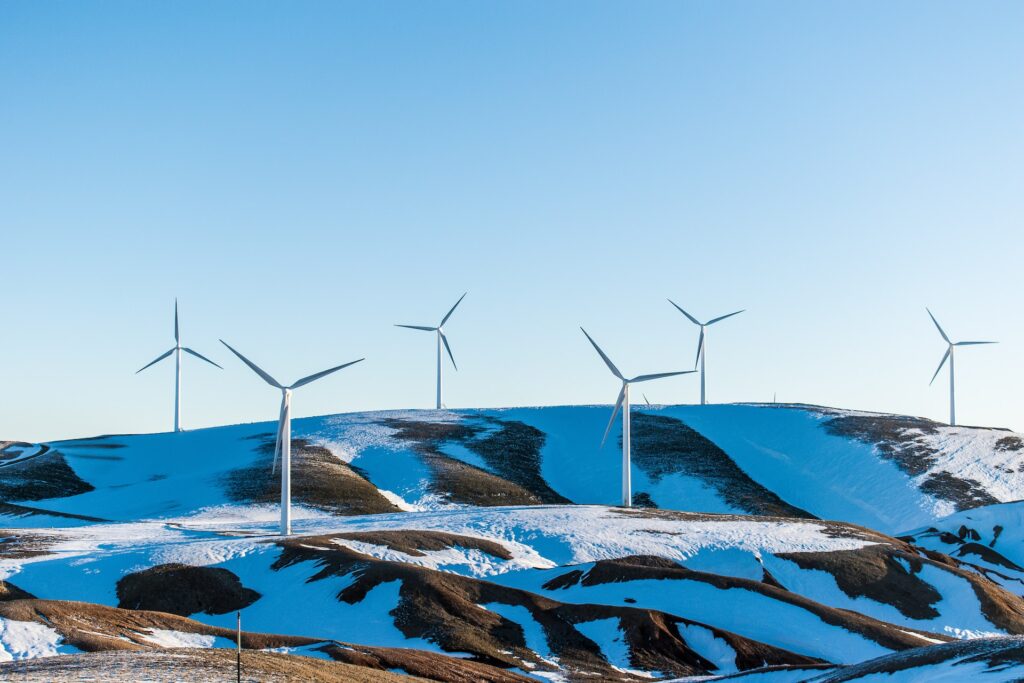 Wind farm located in Panachaiko, Greece taken by Jason Blackeye (2018) via Unsplash