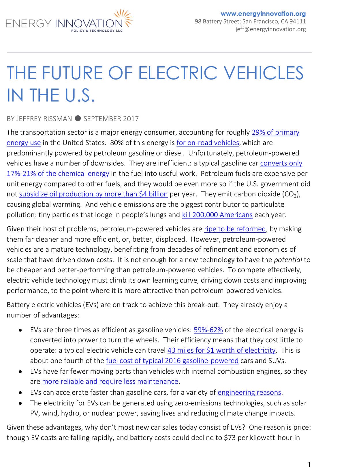 The Future Of Electric Vehicles In The U.S. To 2050 • Energy Innovation