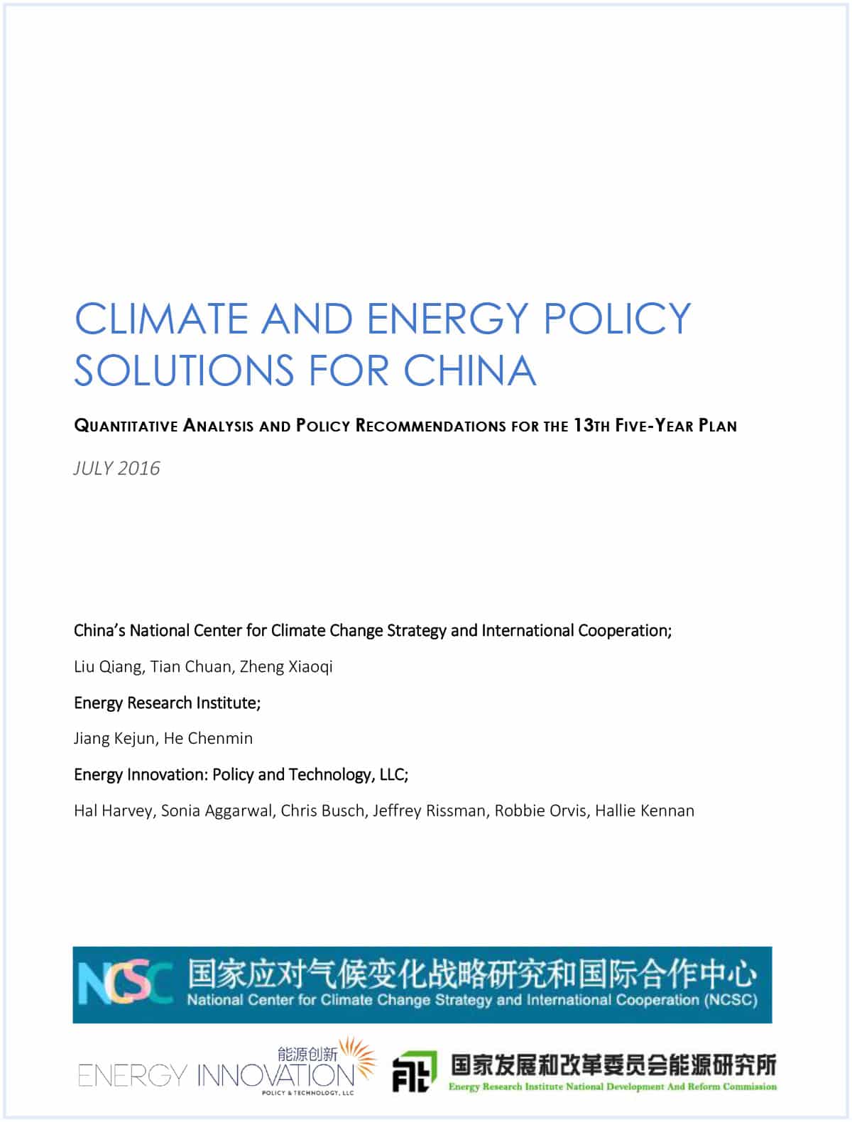 Climate and Energy Policy Solutions for China • Energy Innovation
