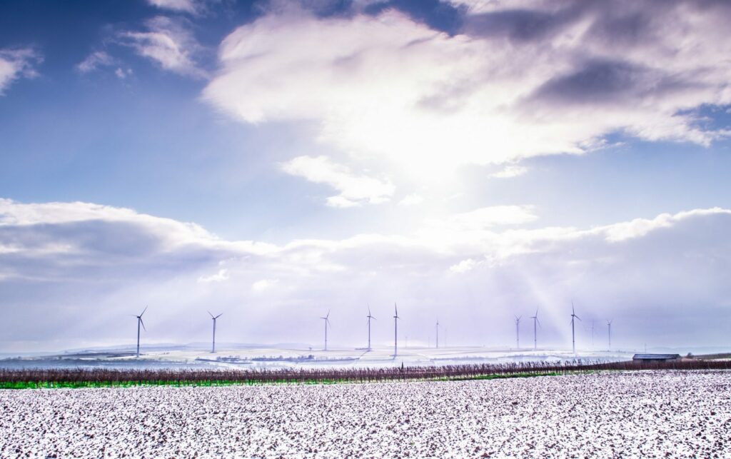 Wind energy turbines snow taken by Karsten Wuerth