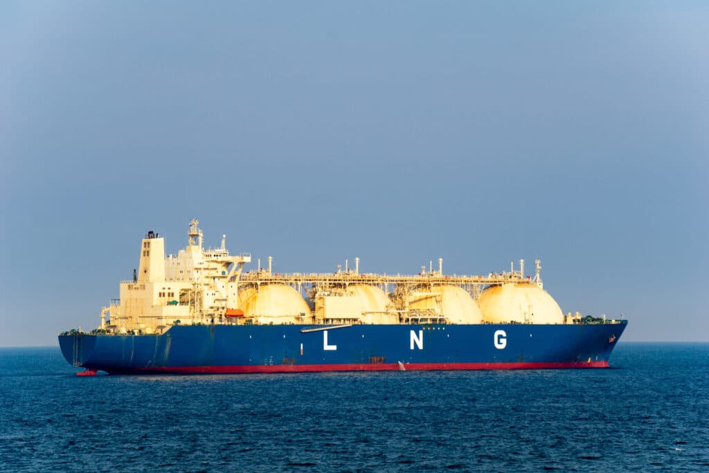 Large shipping carrier transporting liquified natural gas (LNG), Shutterstock ID#1078242305