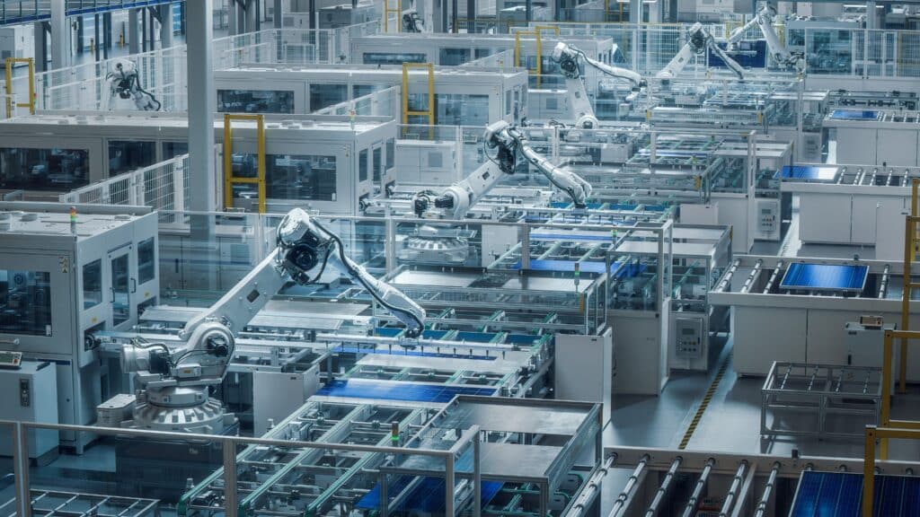 Production line for solar panels, Shutterstock ID#2210366209