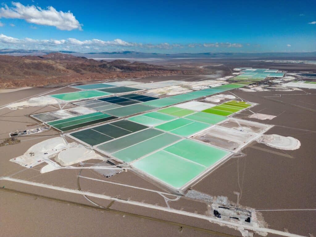 Aerial view of lithium fields in the Atacama desert in Chile Shutterstock ID 2341431741