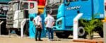 Visitors take a closer look at the new Sany Electric heavy duty truck at Mining Indonesia in Jakarta, Indonesia, 2023 from Shutterstock #2427824349